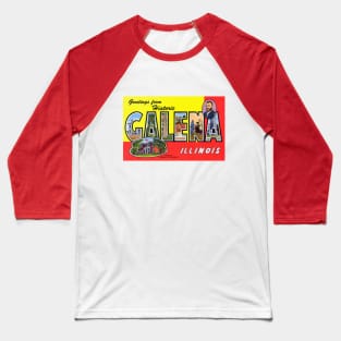 Greetings from Galena Illinois, Vintage Large Letter Postcard Baseball T-Shirt